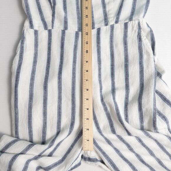 Old Navy Striped Linen Blend Cami Jumpsuit Womens Medium Off White Blue Nautical - Picture 5 of 16